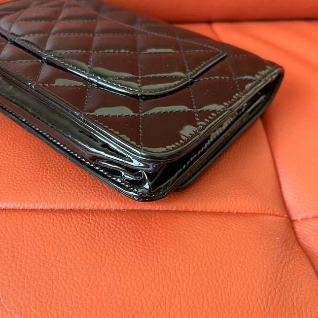 Chanel Wallet on Chain Classic Flap Black Patent Leather