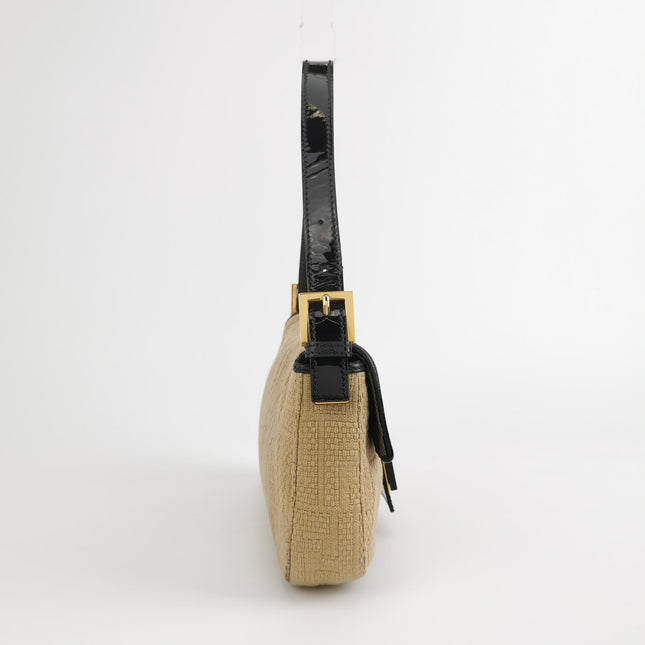 Fendi Baguette 1997 Beige Canvas Zucca Embossed with Zucca Interior