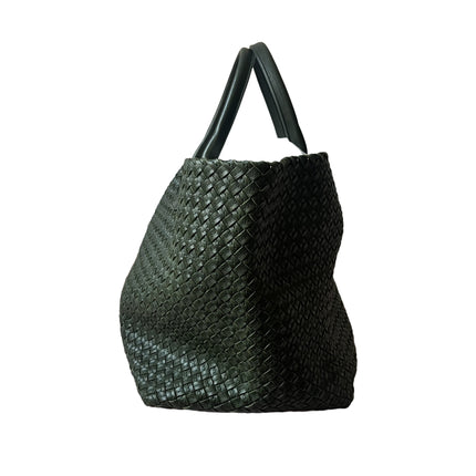 Bottega Veneta Cabat Tote Dark Green Intreccio Leather 45cm
