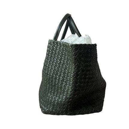 Bottega Veneta Cabat Tote Dark Green Intreccio Leather 45cm