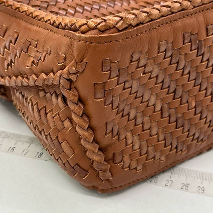 Loewe Puzzle Small Leather Woven Caramel Tan Crossbody Bag