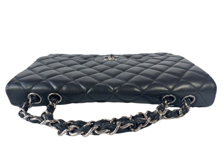 Sold Chanel Classic Flap Jumbo Large Black Lambskin Leather with Silver hardware