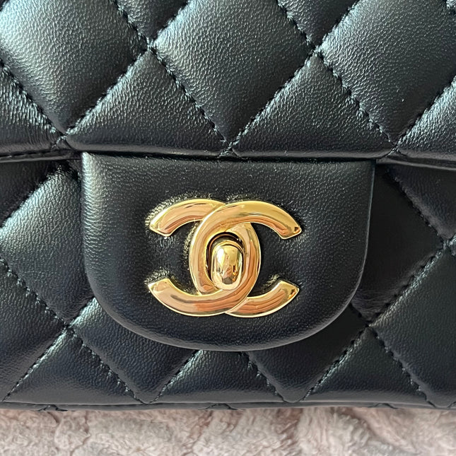 Chanel Classic Flap Rectangular Mini Black Lambskin Leather Gold Hardware, 2016-2017