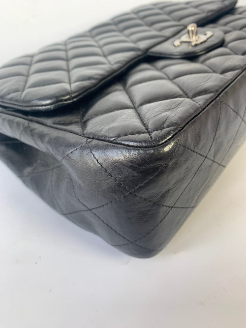 Sold Chanel Classic Flap Jumbo Large Black Lambskin Leather with Silver hardware