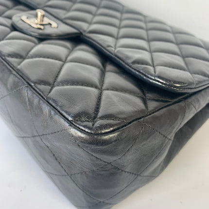Sold Chanel Classic Flap Jumbo Large Black Lambskin Leather with Silver hardware
