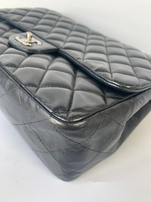 Sold Chanel Classic Flap Jumbo Large Black Lambskin Leather with Silver hardware