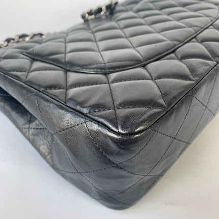 Sold Chanel Classic Flap Jumbo Large Black Lambskin Leather with Silver hardware