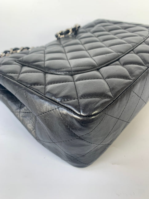 Sold Chanel Classic Flap Jumbo Large Black Lambskin Leather with Silver hardware