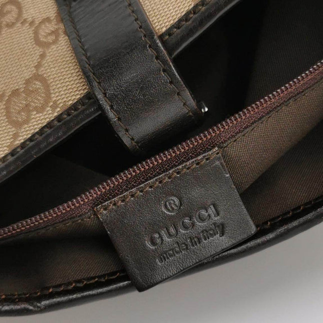 Sold Gucci Jackie Vintage Medium Monogram Canvas Black Leather Shoulder Bag