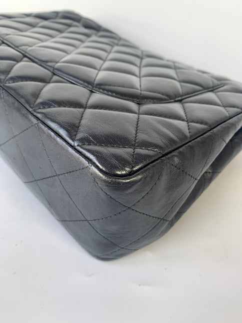 Sold Chanel Classic Flap Jumbo Large Black Lambskin Leather with Silver hardware