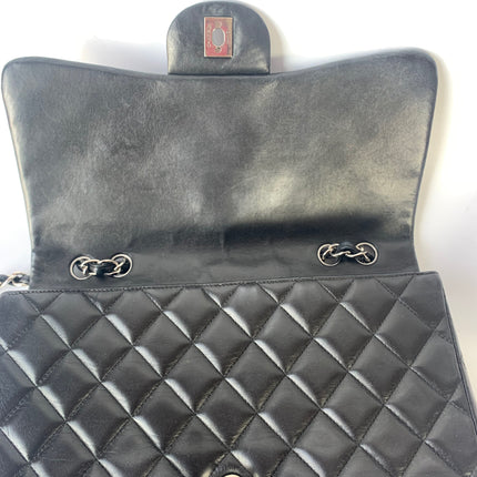 Sold Chanel Classic Flap Jumbo Large Black Lambskin Leather with Silver hardware