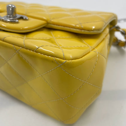 Chanel Classic Flap Mini Square Yellow Patent Lambskin Crossbody Bag 2014