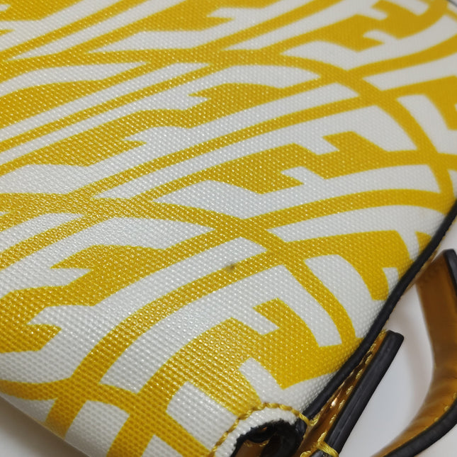 Fendi Baguette 1997 Re-edition Yellow Psychedelic Print Canvas Shoulder Bag
