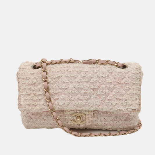 Chanel Flap Bag Medium Pink Tweed 2009-2010-Luxbags