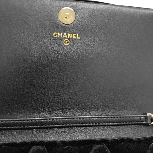Chanel Mini Flap Black Velvet Gem Studded Silver Hardware Microchip