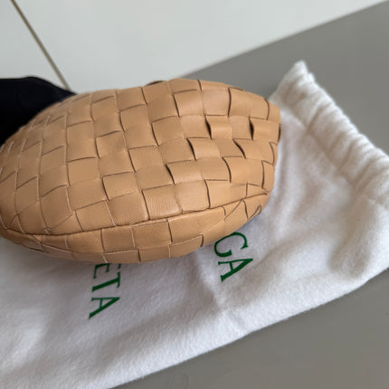 Bottega Veneta Jodie Mini Almond Beige Lambskin Leather Clutch Bag