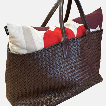Bottega Veneta Cabat Large Intreccio Leather Tote Bag Dark Chocolate Brown-Luxbags