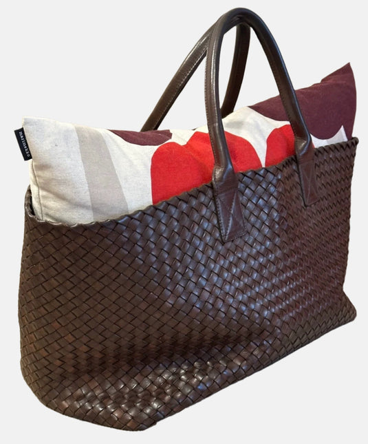 Bottega Veneta Cabat Large Intreccio Leather Tote Bag Dark Chocolate Brown-Luxbags