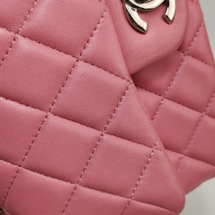 Chanel Classic Flap Mini 2016 Pink Lambskin Leather Silver Hardware