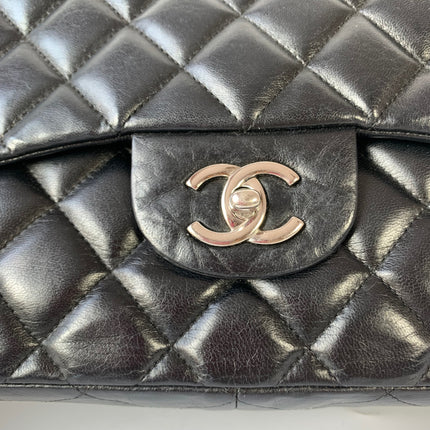 Sold Chanel Classic Flap Jumbo Large Black Lambskin Leather with Silver hardware