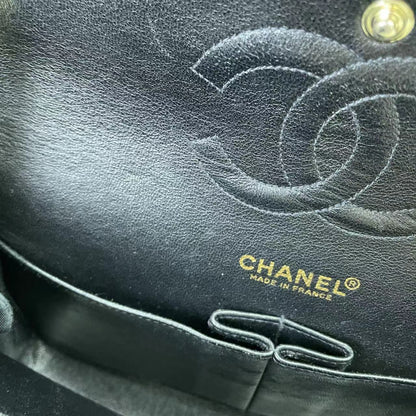 Chanel Classic Flap Diamond Stitch 2002 Black Denim with Coco Logo Prints 24k Gold Hardware