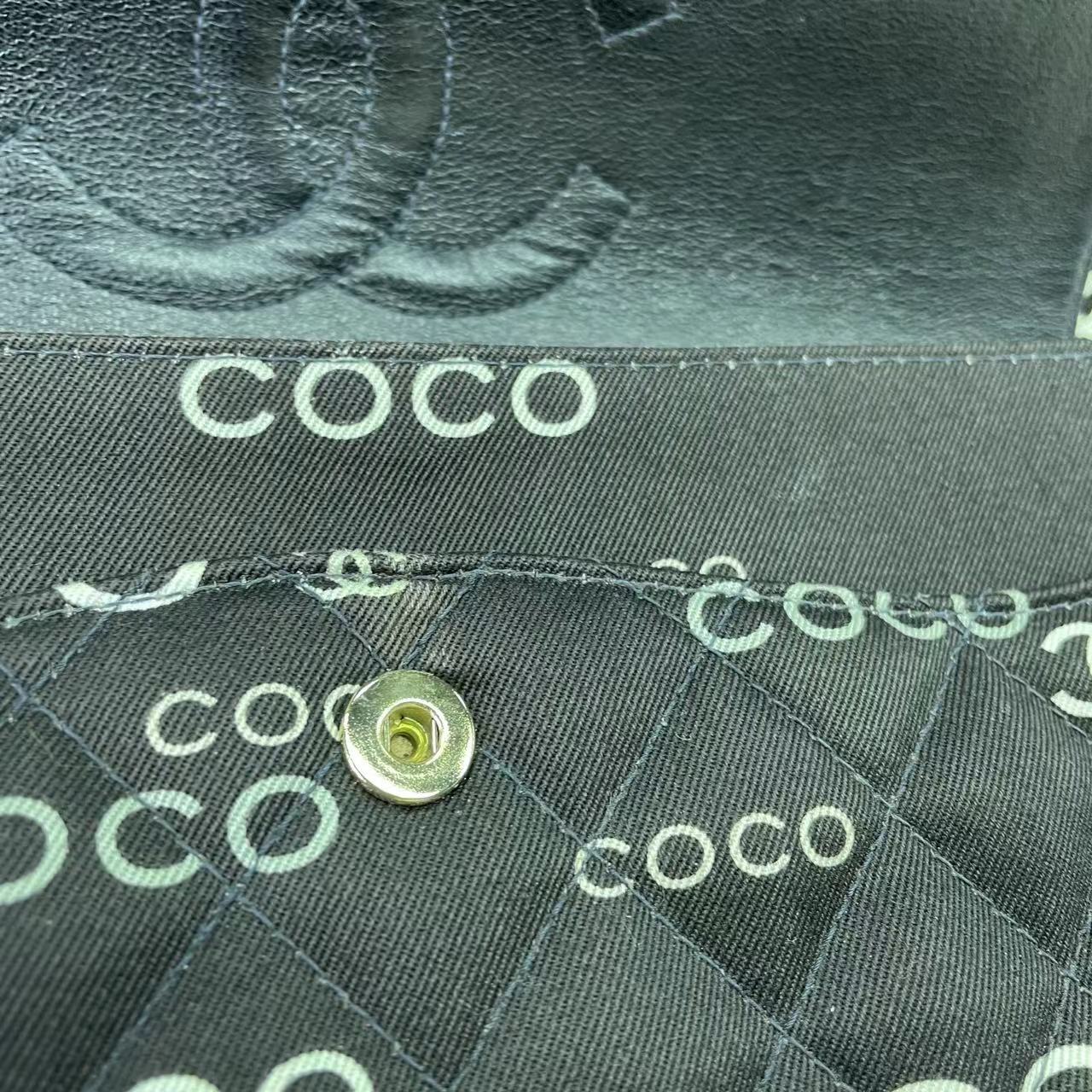 Chanel Classic Flap Diamond Stitch 2002 Black Denim with Coco Logo Prints 24k Gold Hardware