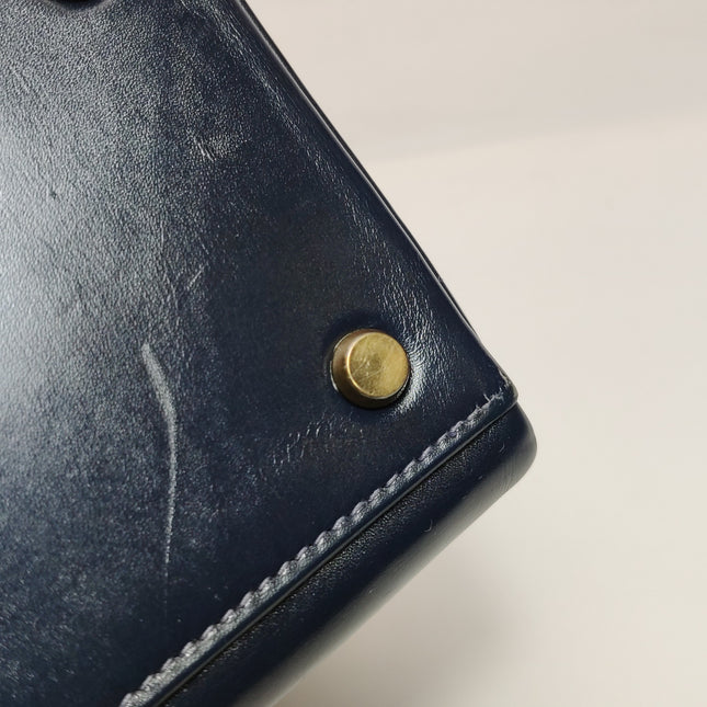 Hermes Kelly 32 Retourne 78 Blue Marine Navy Box Leather Gold HW 1980