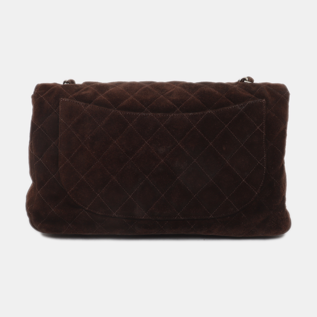 Chanel Classic Flap Medium Dark Chocolate Brown Suede Leather Silver HW, 1996-1997