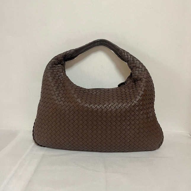 Bottega Veneta Veneta Hobo Intrecciato Chocolate Brown Medium Lambskin Leather 47cm-Luxbags