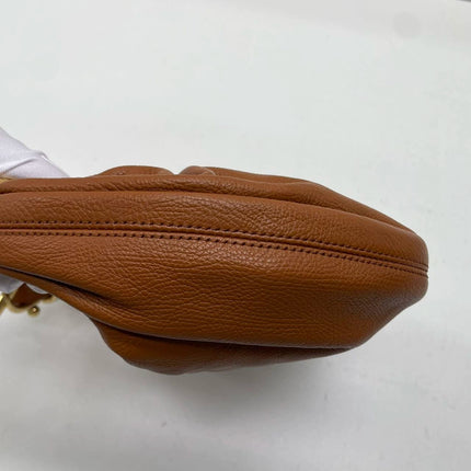 CHLOÉ Bracelet Hobo Embellished Brown Glossed Textured-leather Shoulder Bag