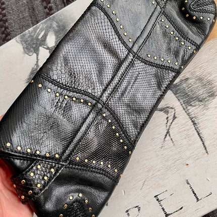 Gucci Horsebit 1955 Chain Large Black Snake-skin Leather Shoulder Bag