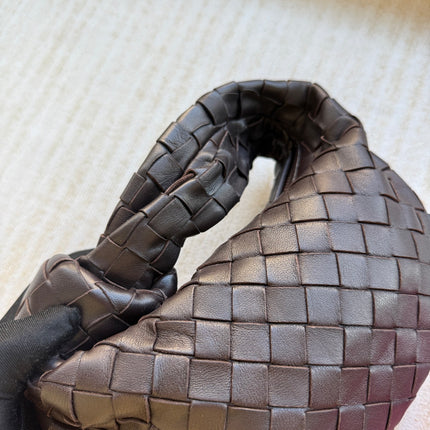 Bottega Veneta Jodie Mini Fondant Dark Chocolate Brown Lambskin Leather Clutch Bag
