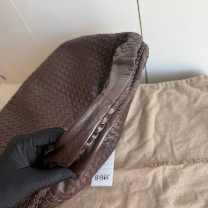 Bottega Veneta Belly Hobo Intreccio Leather Dark Chocolate Brown Large 50cm