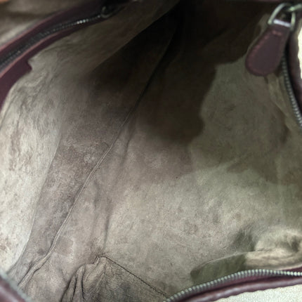 Bottega Veneta Veneta Hobo Burgundy Wine Intreciatto Leather Bag Large 48cm