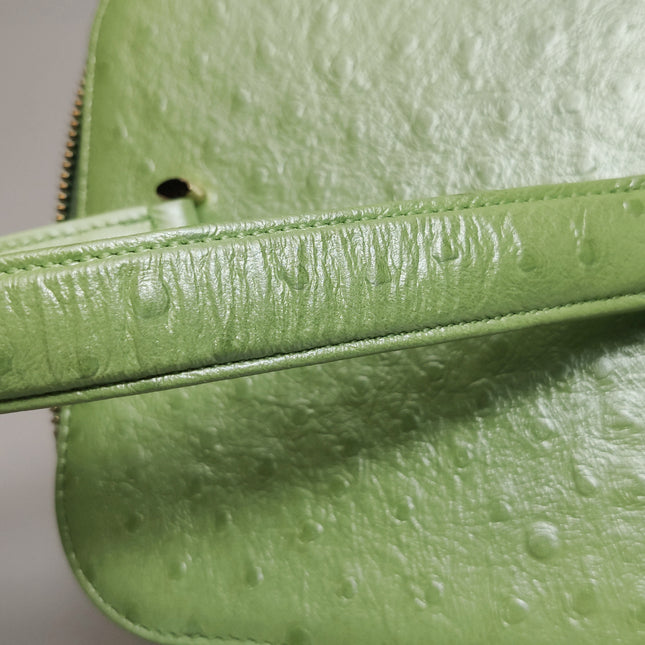 Versace Vintage Logo Sun Vanity Bag Green Calfskin Leather Gold Hardware