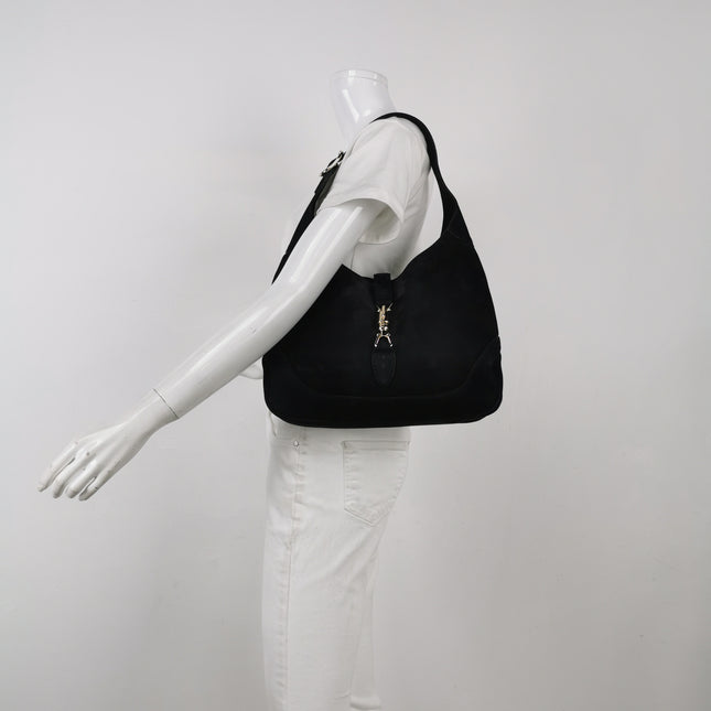 Gucci Jackie 1961 Medium Black Suede Leather Bag