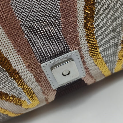 FENDI Baguette 1997 Zebra-Stripe Sequin White and Silver