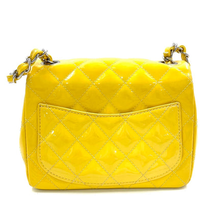 Chanel Classic Flap Mini Square Yellow Patent Lambskin Crossbody Bag 2014
