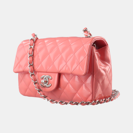 Sold Chanel Classic Flap Mini Pink Patent Leather Silver Hardware, 2015-2016