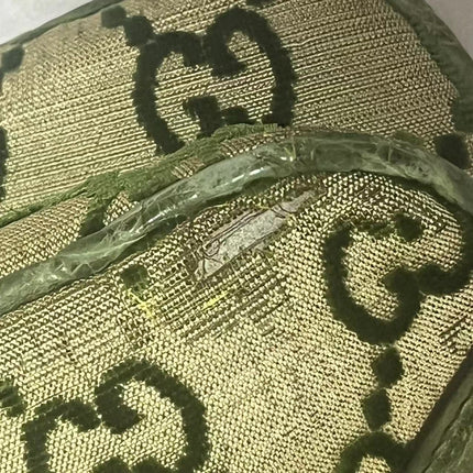 Gucci Jeweled Dragon Bag Green Crocodile and GG Velvet Bamboo Chain Strap Shoulder Bag