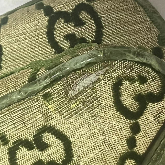 Gucci Jeweled Dragon Bag Green Crocodile and GG Velvet Bamboo Chain Strap Shoulder Bag