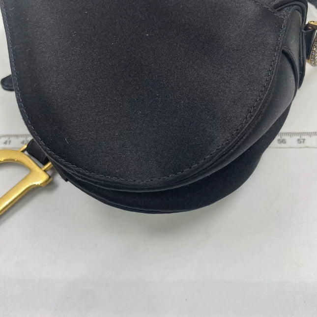 Dior Saddle Mini Silk Handbag Black with crystals