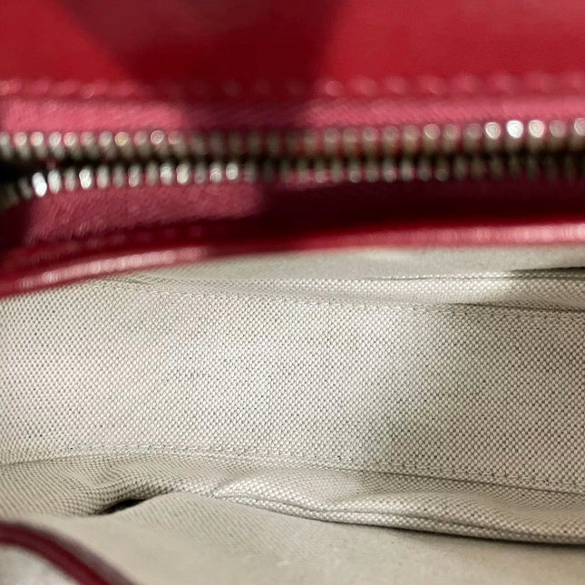 Gucci Bamboo 1947 Small Ancora Red Burgundy Calfskin Leather Top Handle Bag