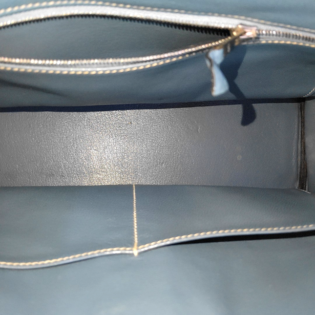 Hermes Kelly 32 Retourne Double Ring Blue Jeans Evercolor Leather Palladium Hardware 2002
