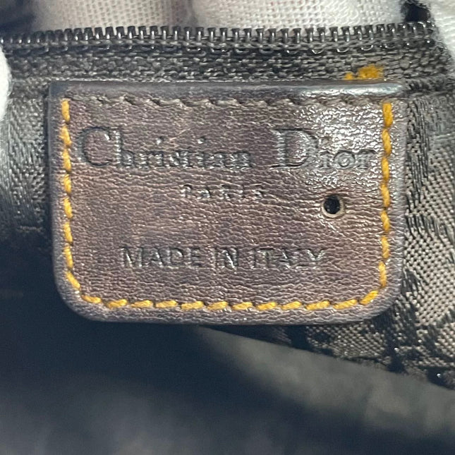 Dior Vintage Gaucho Large Dark Brown Leather Crossbody Bag 36cm
