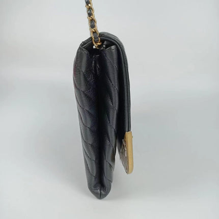 Sold Chanel Chevron Rock The Corner Studded Edge Clutch with Chain