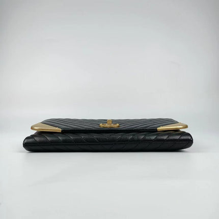 Sold Chanel Chevron Rock The Corner Studded Edge Clutch with Chain