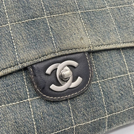 Chanel Ice Cube Chocolate Bar Medium Classic Flap Denim Green