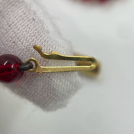 Ferragamo Vintage Rare Red Ruby Beads Necklace Gold Plated Butterfly Signed