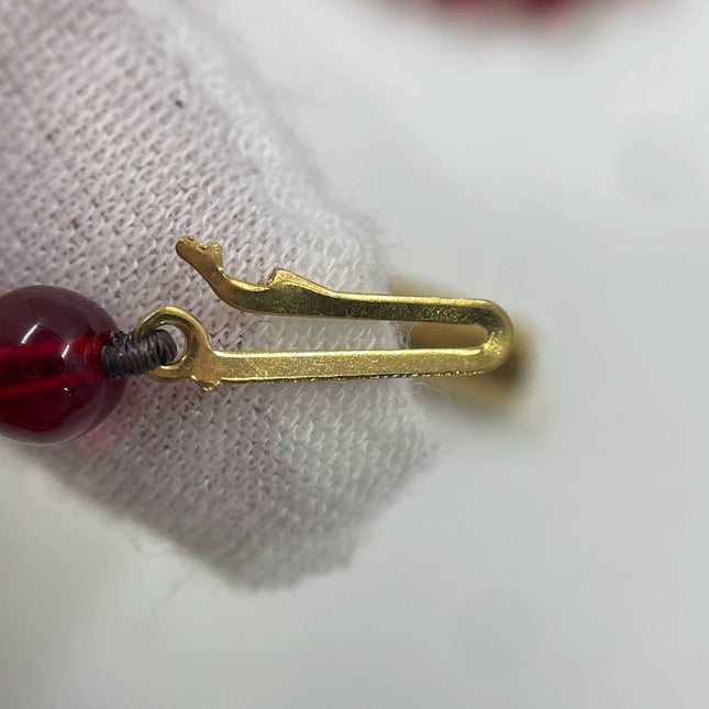 Ferragamo Vintage Rare Red Ruby Beads Necklace Gold Plated Butterfly Signed